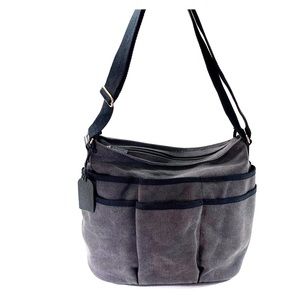 Levenger Grey Canvas Storage Organizer Tote Bag